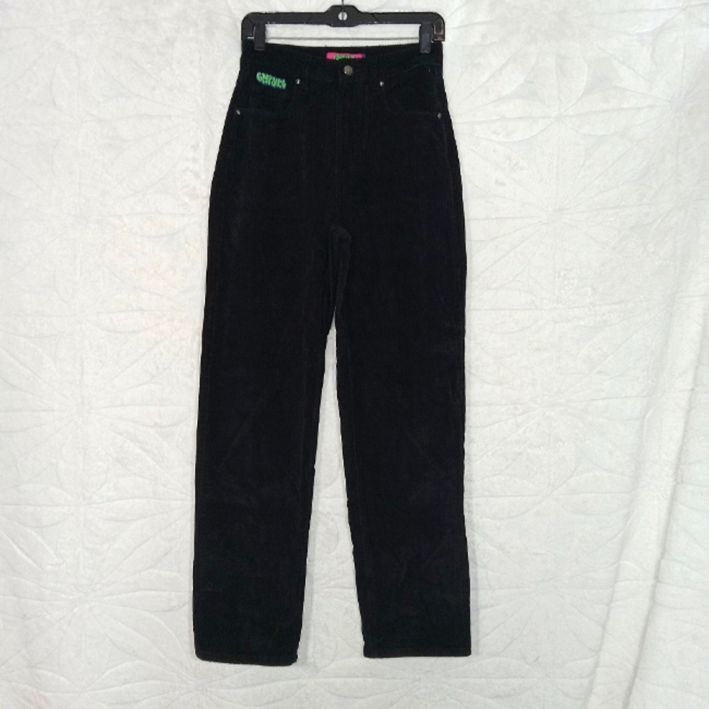 EMPYRE "TORI" BLACK CORDUROY WIDE LEG HIGH RISE PANTS 28" IN WAIST 12" RISE